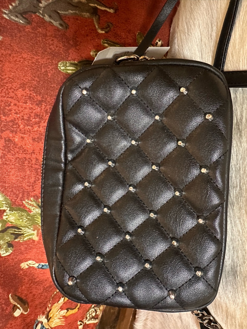 Rebecca Minkoff Black Quilted Crossbody with Stud Embellishments